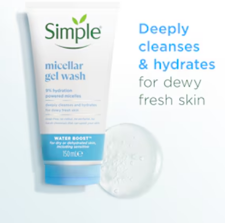 SIMPLE WATER BOOST MICELLAR FACIAL GEL WASH 150ML